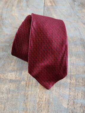 Vintage Yves Saint Laurent YSL Silk Tie Red Monogram Logo